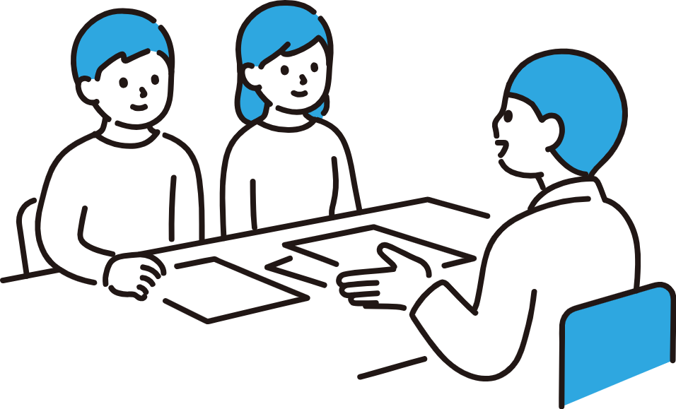相談する男女のイラスト画像